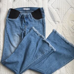 KanCan Denim Blue Flare Jeans with Frayed Hem